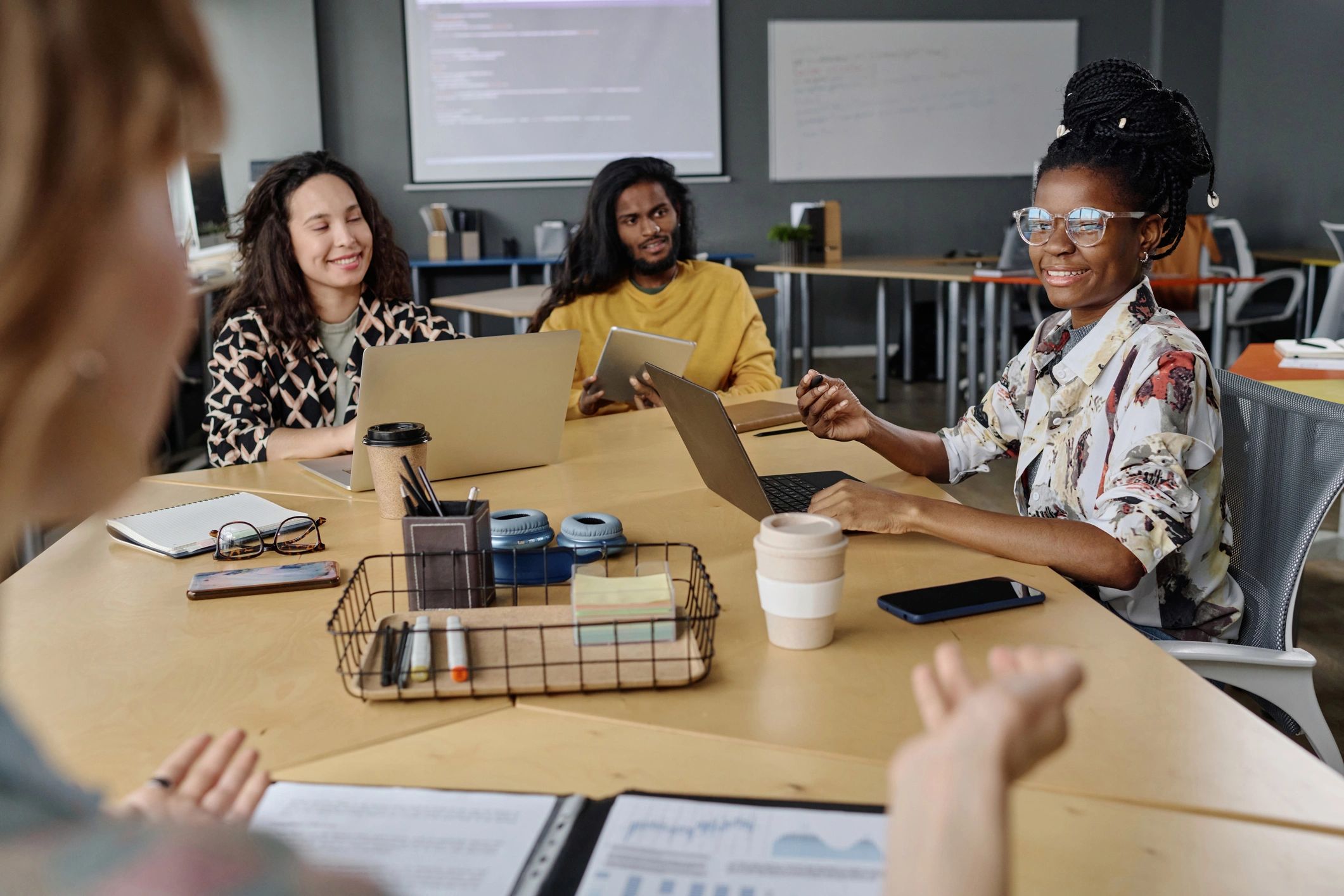 Workshop team in a business meeting
